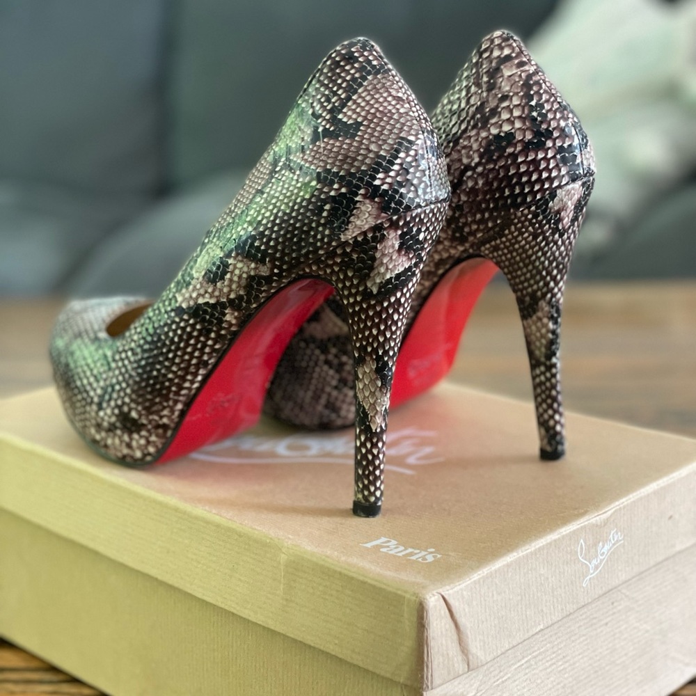 Christian Louboutin Python Snake Skin Hidden Platform Pumps